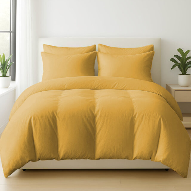Cotton Solid Colour Duvet Cover Set with Pillow Shams Included