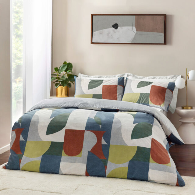 Ceijay Cotton Blend Geometric Bedding with Pillowcases Included