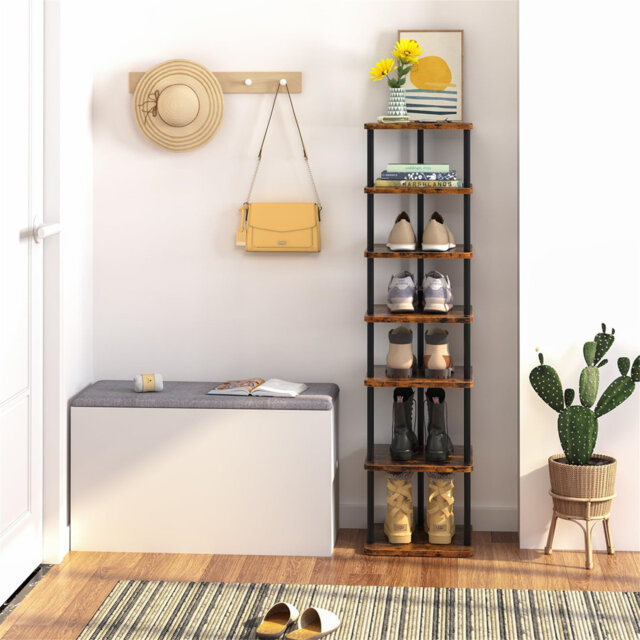 Shoe Rack Organizer, Shoe Stand, 7 Tier Narrow Shoe Shelf