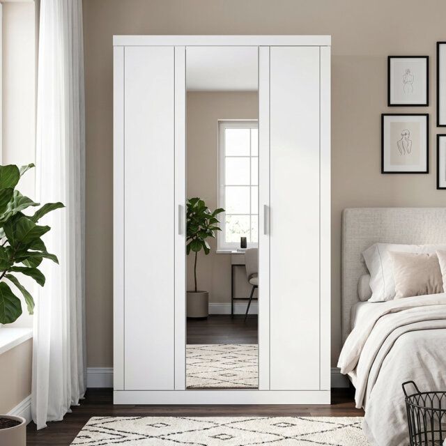 Kimberley 3 Door Manufactured Wood Wardrobe with Mirror