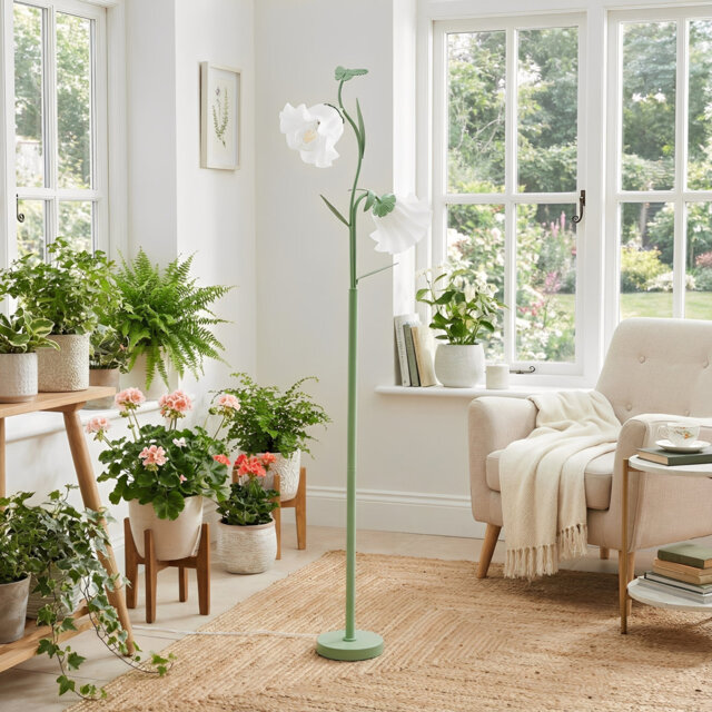163cm Polished Torchiere Floor Lamp with USB and Outlet