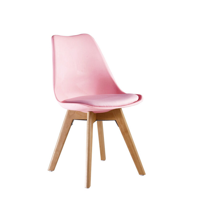 Thomasin Modern  Scandinavian Minimalist Dining Chairs with Faux Leather Cushions and Solid Wood Legs - Side Chair for Dining Room Kitchen Office