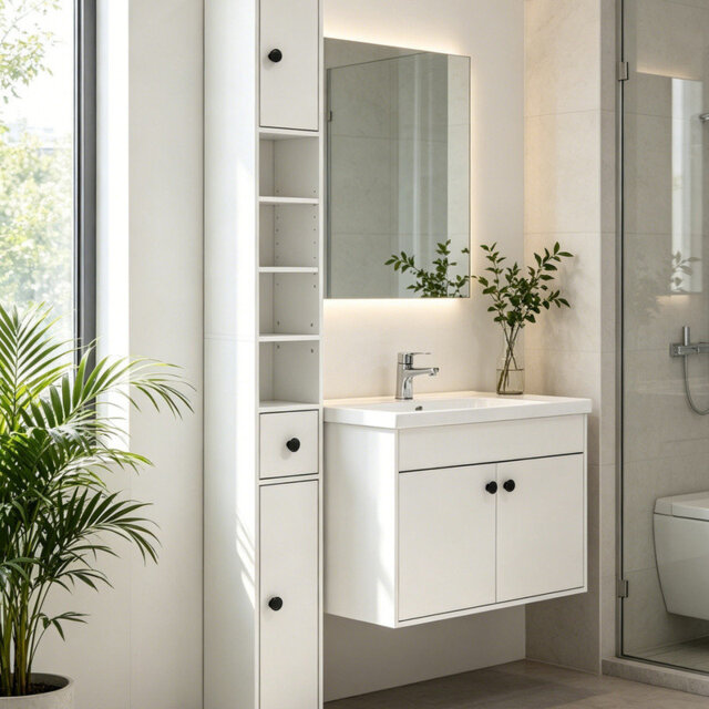 MDF / Particle Board Freestanding Linen Cabinet