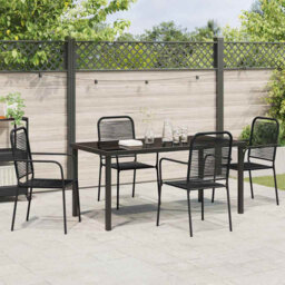 5 Piece Garden Dining Set Black Cotton Rope