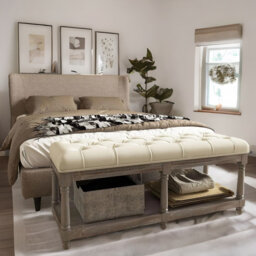 Ermont Storage Bench With Padded Seat French Inspired Bedroom Hallway Furniture