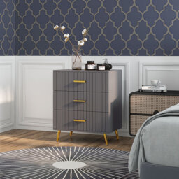 HOMCOM Bedroom Chest of Drawers 4-Drawer with Aluminium Legs Dark Grey