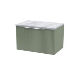Fluted 600mm Wall Hung Single Vanity Unit with Worktop