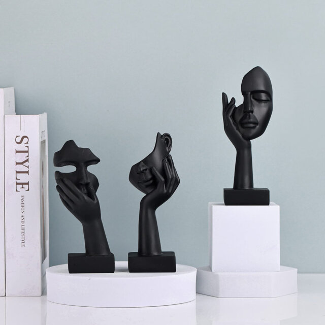 Home Decoration Accent Art Woman Face Statue Collectible Statue for Modern Home Living Room Bookshelf