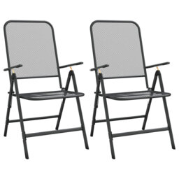 Dakota Fields Folding Garden Chairs 2 Pcs Expanded Metal Mesh Anthracite