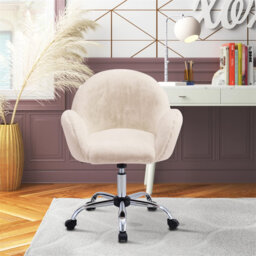 Fluffy Velvet Office Chair For Comfortable Swivel Chair For Bedroom Modern Ergonomic Desk Velvet Chair With Armrest And Height Adjustable