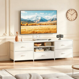 "Unfinished TV Stand for TVs up to 65"" with Fireplace Included"