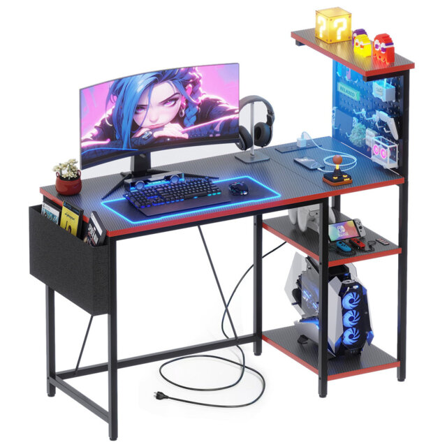 Metal Base Computer Desk with Power Outlet