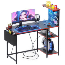 Metal Base Computer Desk with Power Outlet