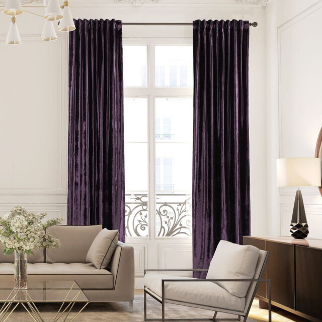 Blackout Thermal with Liner Extra Long & Extra Wide Shiny Velvet Decorative Curtain Panel