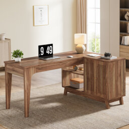 144.8Cm W L-Shaped Writing Desk and Cabinet