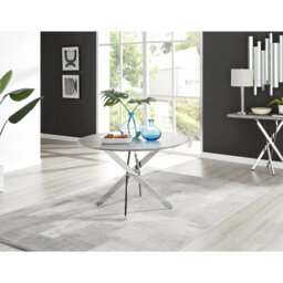 Eubanks Luxury Metal and Concrete Effect Round Dining Table - Modern Statement Design