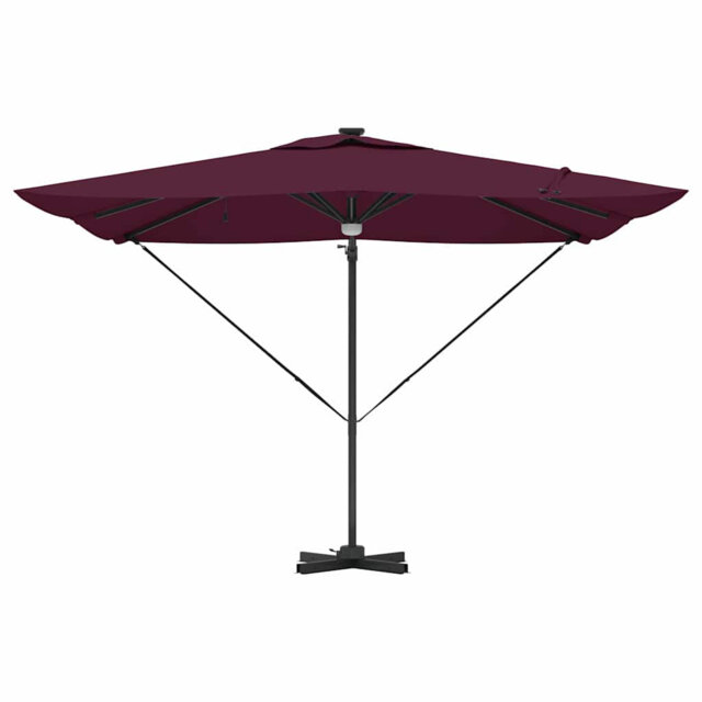 Roma Parasol with LED Strip Lights Aluminium and Polyester Garden Shade