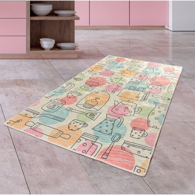Mansour Bakery Shaggy Pink/Yellow/Blue Rug