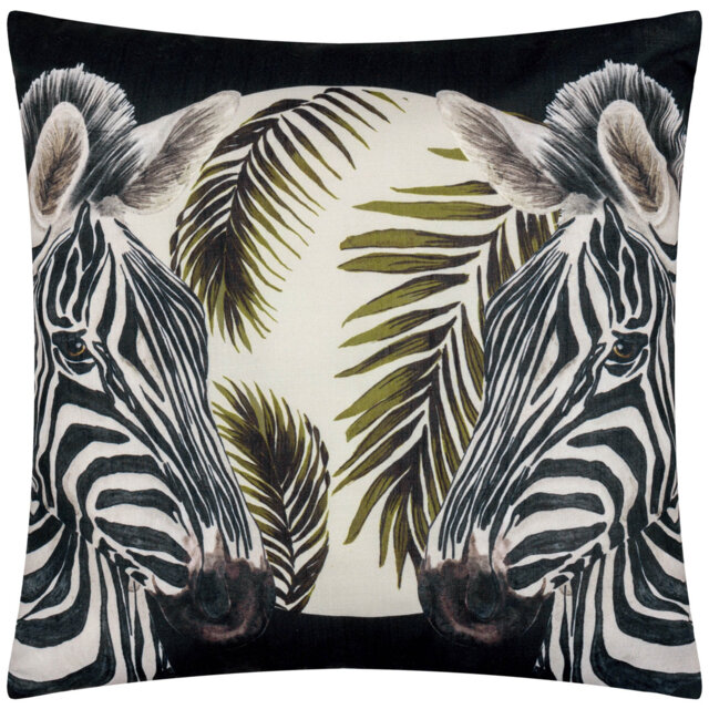 Leopardis Zebra Indoor / Outdoor Animal Print Black Square Throw