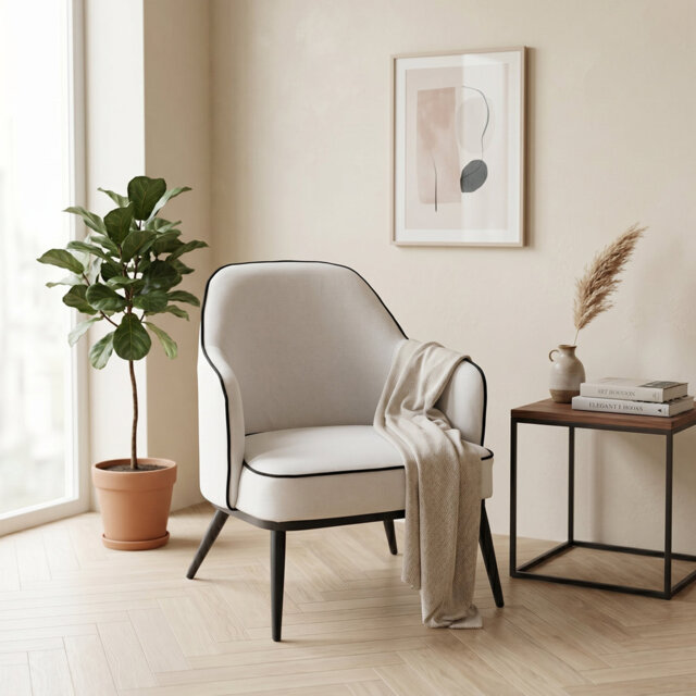 Karoll Linen-style Woven Fabric Occasional Chair