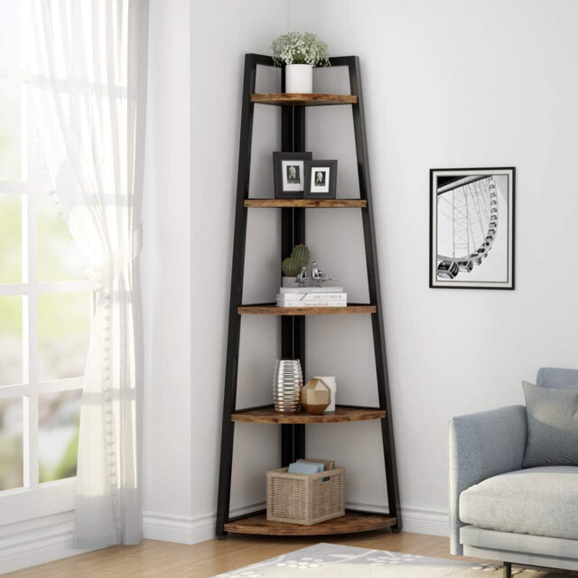 Soud 178cm H x 43.5cm W Iron Corner Bookcase