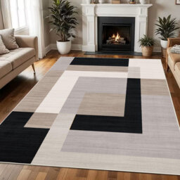 Luxury Textured Printed Area Rug High Low Pile Durable Soft Carpet for All Room