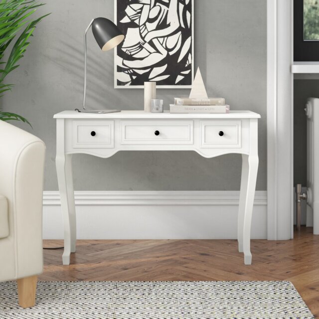 Fairford Dressing Console Table with Three Drawers White