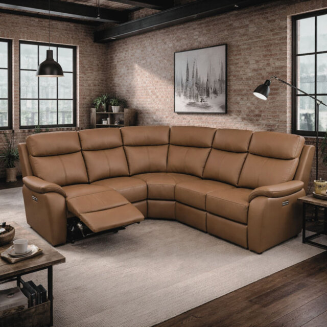 Windsor Powerglide Power Recliner Real Leather 2C2 Corner Sofa With USB Charging