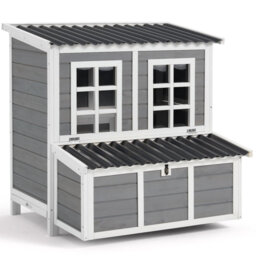 40 Inch Wooden Chicken Coop, 3 Nesting Boxes, Waterproof Roof, Poultry Cage for 2-4 Chickens & Small Pets