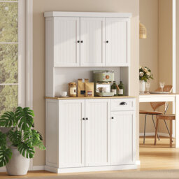 HOMCOM 180cm Kitchen Cupboard with 6 Doors 101cm Wide with Drawer White
