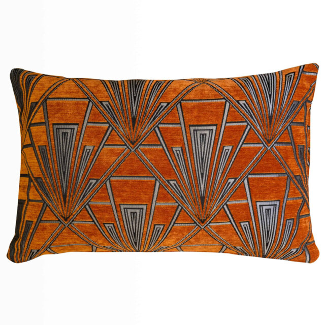 Art Deco Geometric Cushion in Burnt Orange