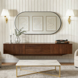 Liel Oval Metal Framed Wall Mounted Bathroom Mirror in Black