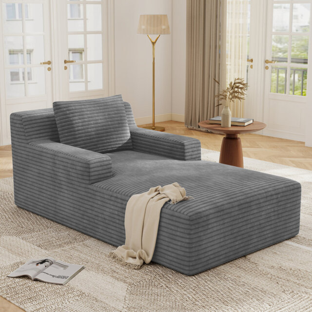 Corduroy Armchair, Deep Seat Lounge Chair with Wide Armrests, 150kg Capacity, Ergonomic Design, Breathable Pet-Friendly Fabric, Multiple Colours, Mode