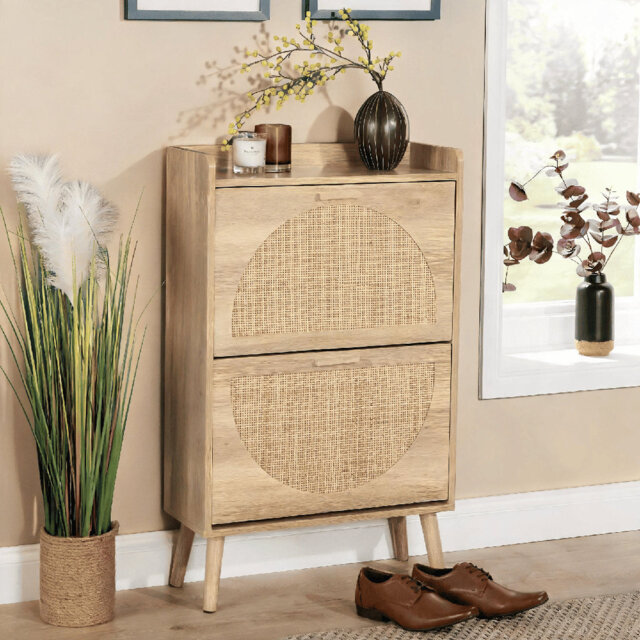 Anelise 2 Door Rattan Shoe Storage Cabinet