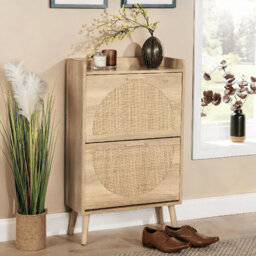 Anelise 2 Door Rattan Shoe Storage Cabinet