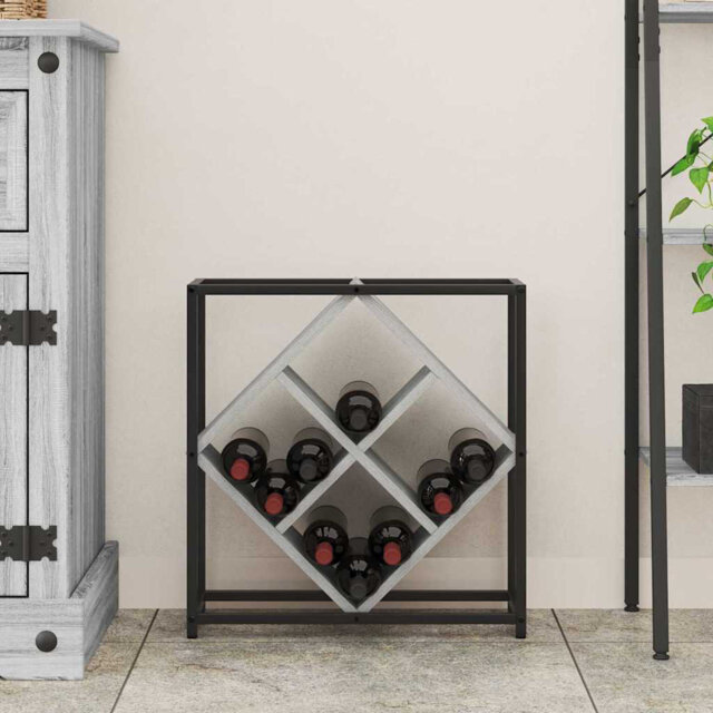 Wine Rack Engineered Wood Storage Organizer Modern Indoor Stylish Home