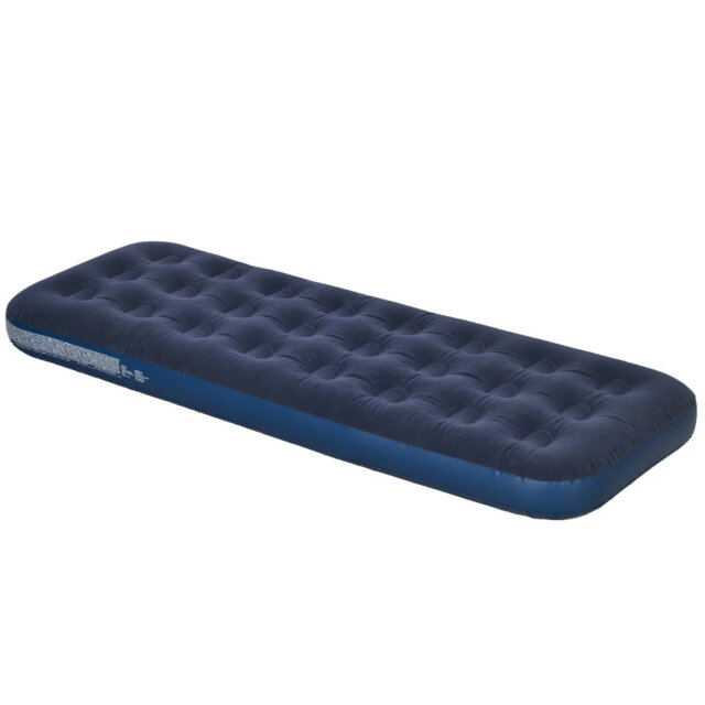 Single Flocked Inflatable Air Mattress with Hand Pump, Blue 191x73x22cm/75.5x28.74x8.66inch for Camping Guest Use