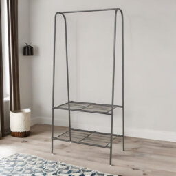 Heavy Duty Metal Clothes Rail Open Wardrobe With 2 Shelves