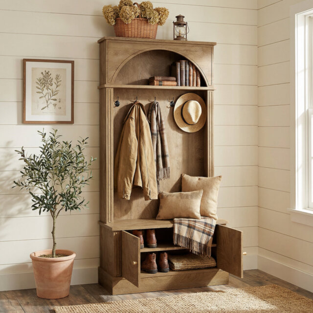 Hall Tree 83cm Wide with Bench and Shoe Storage