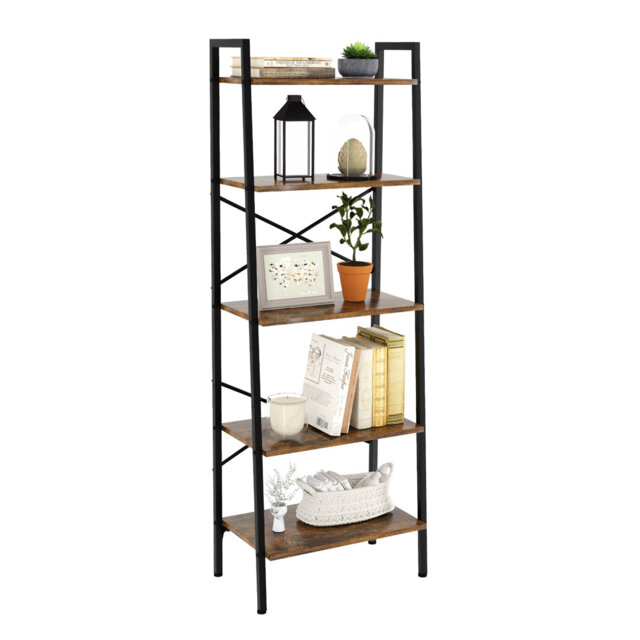 Ladder Shelf 172cm H x 56cm W Steel Ladder Bookcase
