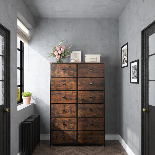 Bedroom Chest Of Drawers With 12 Drawers, Dresser Fabric Drawers