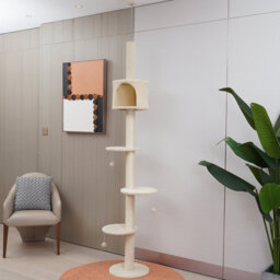 224-256cm High Floor to Ceiling Cat Tree, Activity Center Condo Scratcher Posts