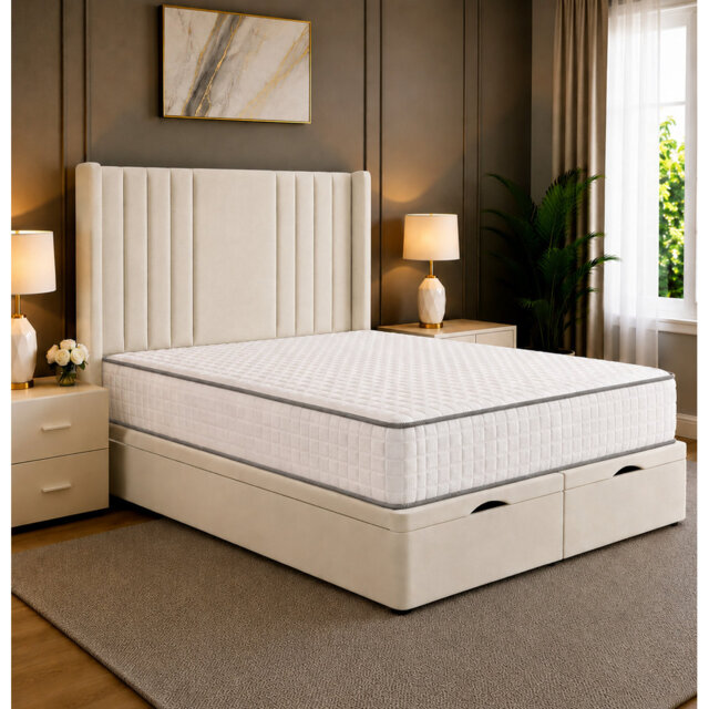 Arya Wingback Lined Divan Storage Ottoman Bed Frame