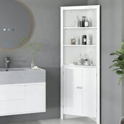 Bathroom Corner Storage Shelving Unit White