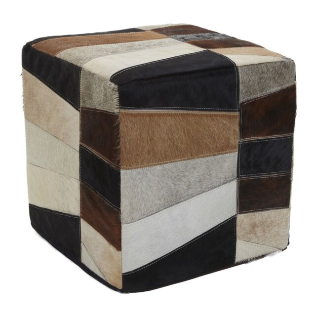 Tallent 40cm Wide Genuine Leather Square Pouf Ottoman