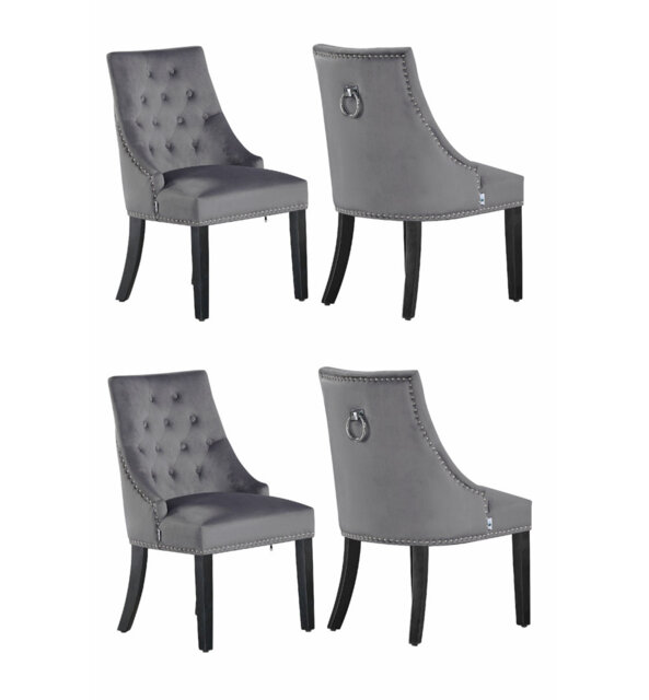 Scott Velvet Dining Chairs - Ergonomic Scoop Knockerback and Solid Wood Legs - Tufted Side Chair for Dining Room Kitchen Living Room