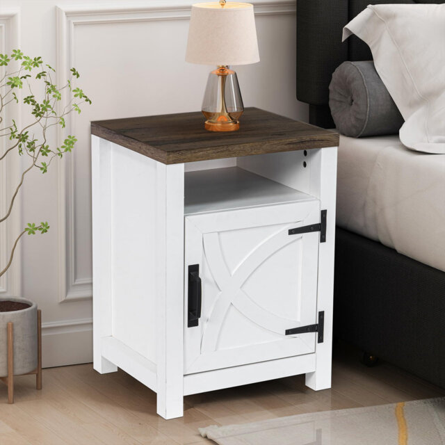 Grey Bedside Table, Bedside Cabinet Nightstand With Storage Shelf, Modern Side Table End Table For Bedroom Living Room(46X40X64Cm)