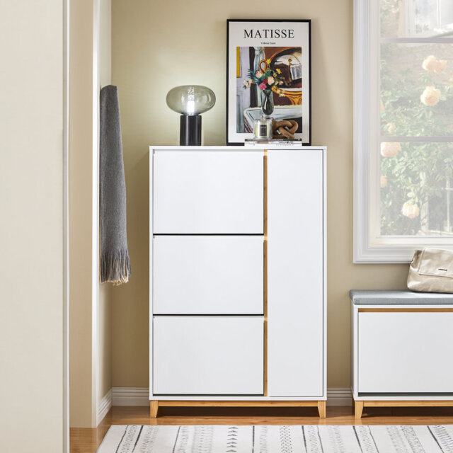3 Flip-Drawers 1 Cupboard Shoe Cabinet Shoe Storage Cupboard