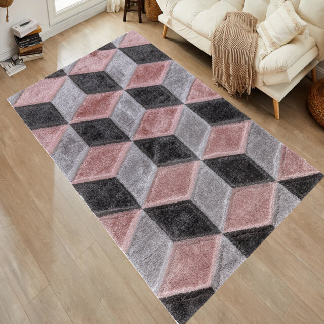 Alyha Geometric Machine Tufted Shag Indoor / Outdoor Area Rug