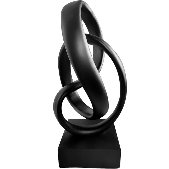 "10.43"" Black Mobius Knot Statue - Modern Home Office Coffee Table Decor"